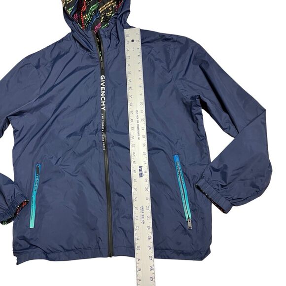 Givenchy Men XL Blue Reversible Full Zip Windbreaker Jacket Designer Lightweight - Picture 3 of 14